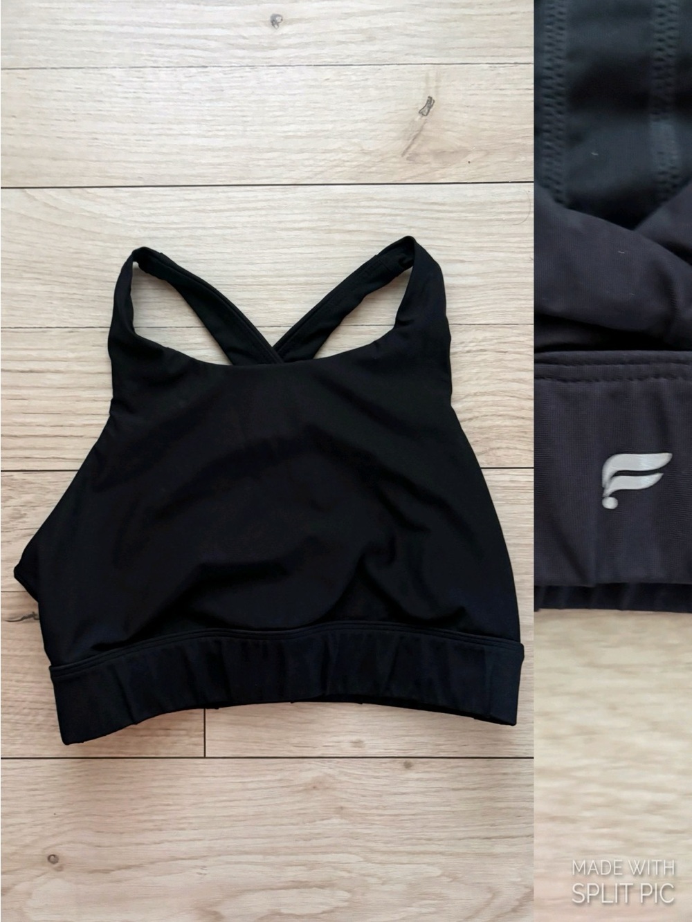 Fabletics Women’s Black Solid Logo Crossback Pullover Wireless Sports Bra Small